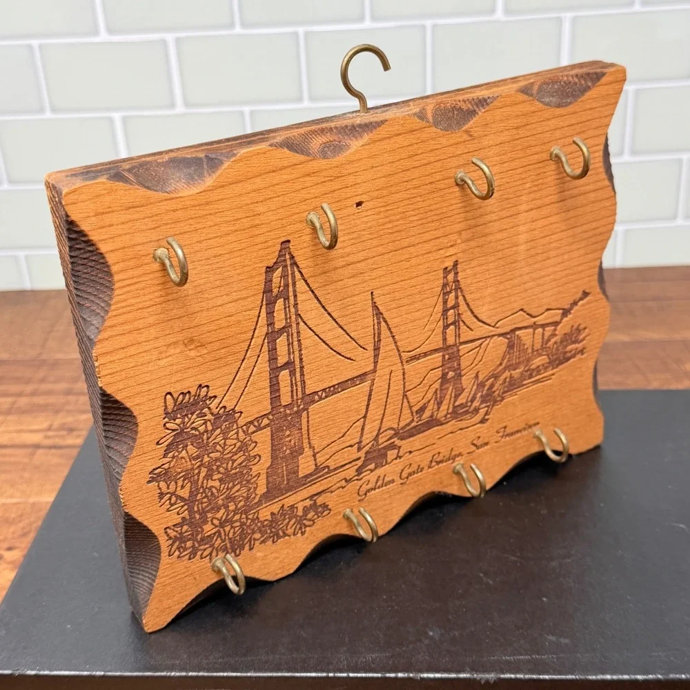 Vintage Redwood Golden Gate Bridge Key Holder Muir Woods